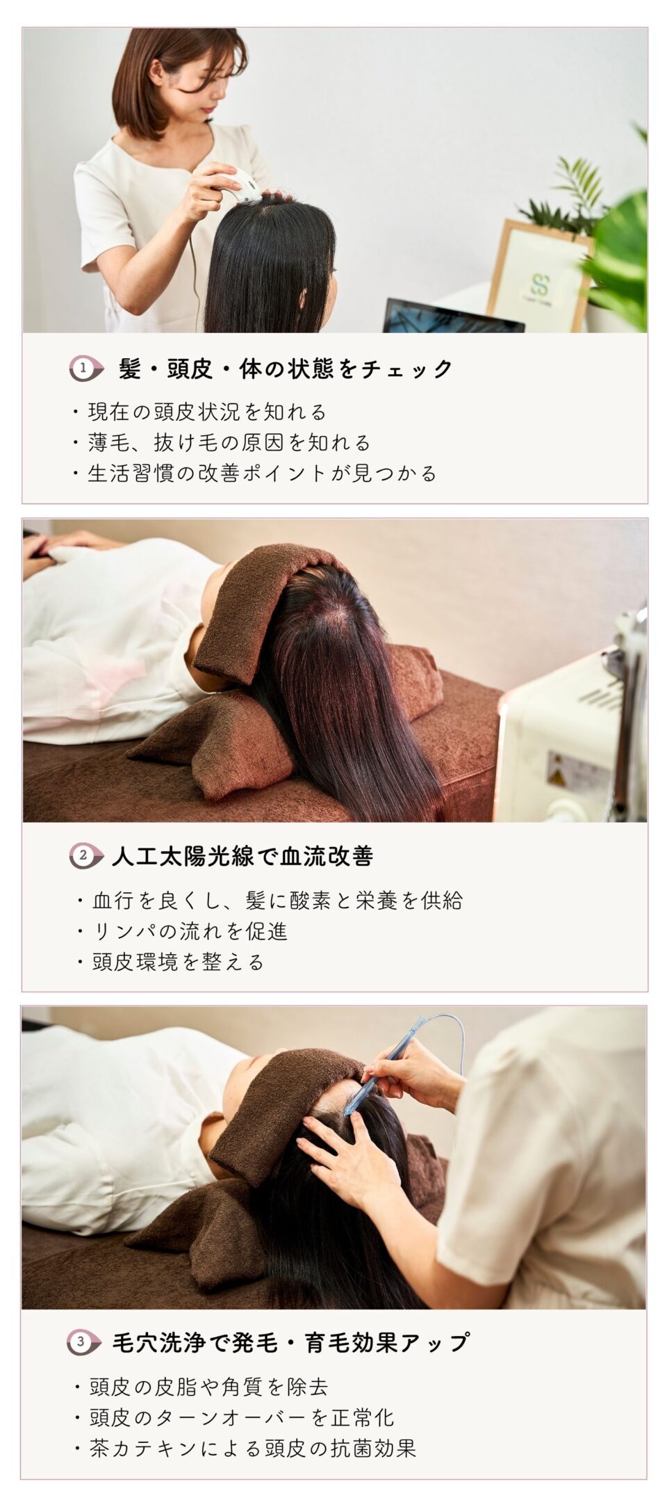 髪と頭皮を整える薄毛治療ステップ1~3